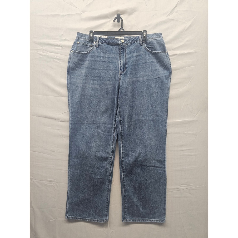 Seven7 Womens Loose Straight High Rise Jeans Blue Poly Blend Casual Size 18W